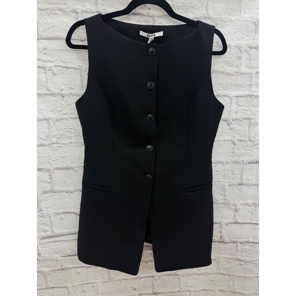 Eaves Vest Top Black Sleeveless Button Down Tailored Minimalist Chic NWT Size M - Picture 5 of 14